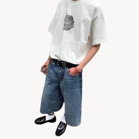 Men's Y2K Baggy Vintage Blue Jorts – Wide Leg Denim Shorts